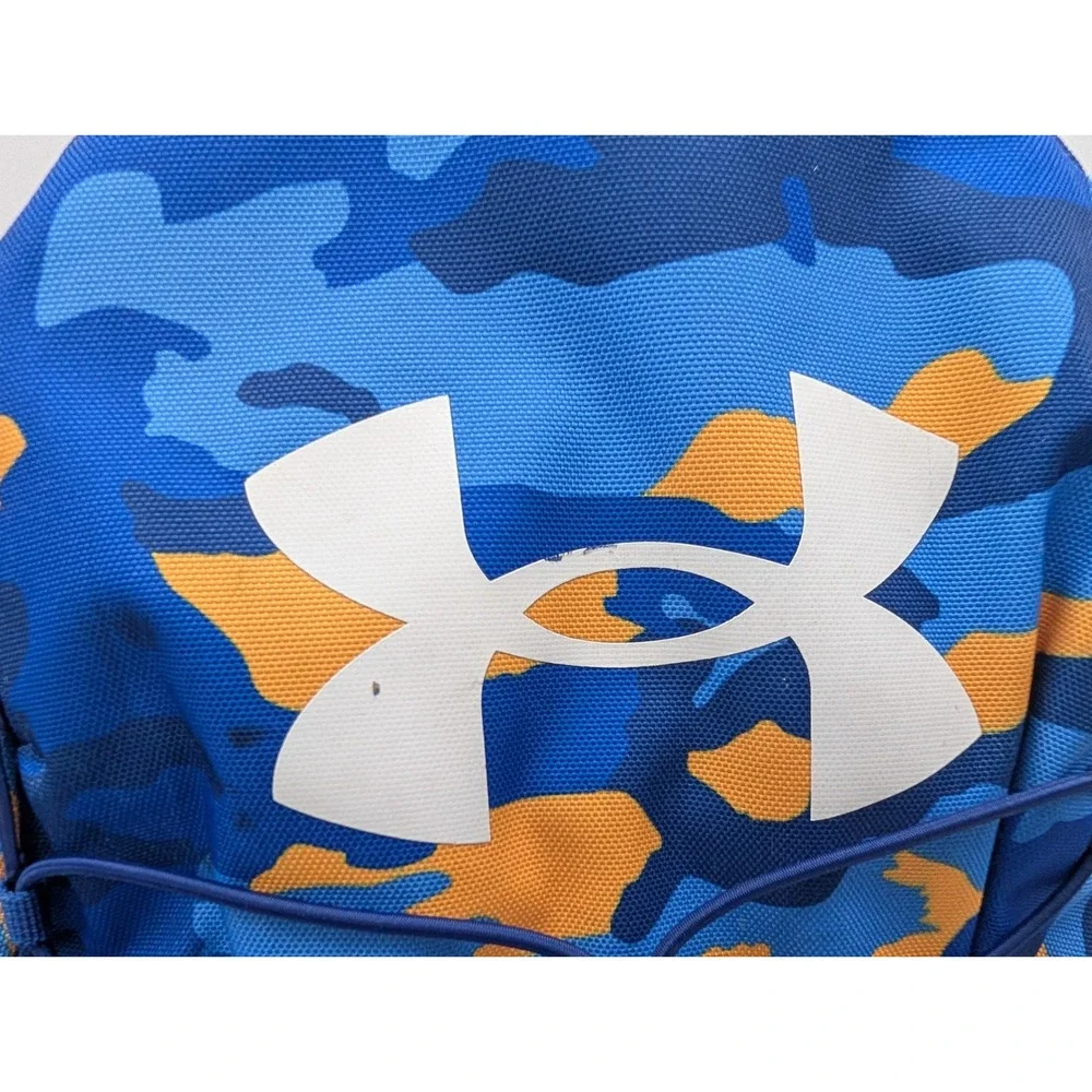 Under Armour Storm Backpack Blue Orange Camo School Sports Bag Bungee Cord